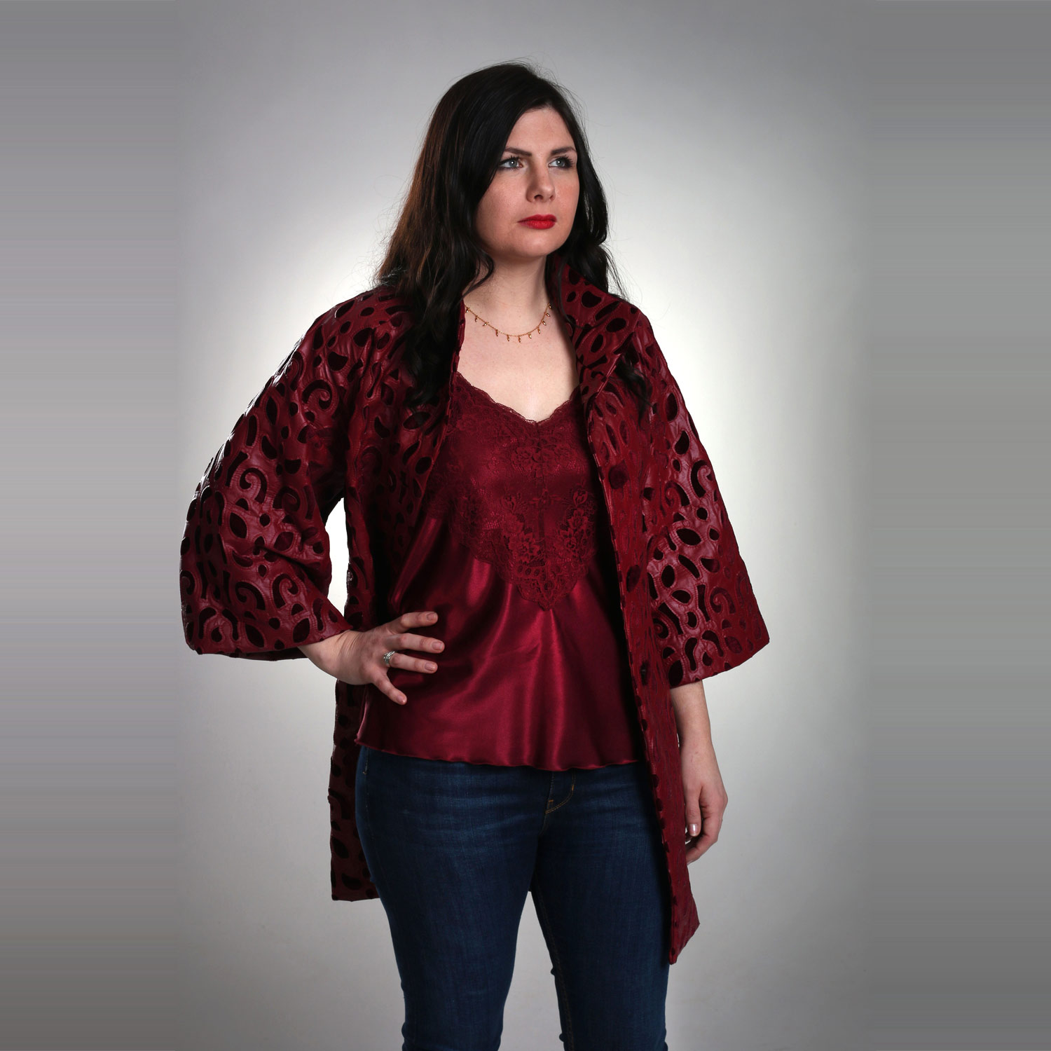 Eco Leather Jacket Kimono Sleeve - Milani Cultura by Cheri Milaney