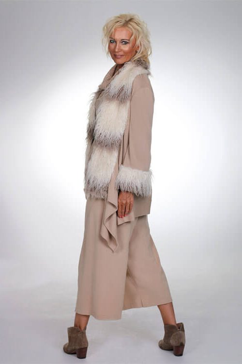 Praline Knit Jacket with Eco Fur Collar