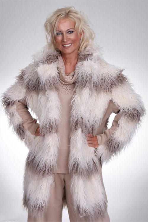 Eco Fur Coat with Knit Side Panels