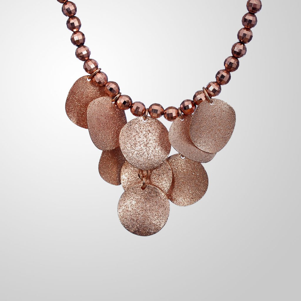Stunning Hammered Finish Copper Necklace Hints Of Sparkle