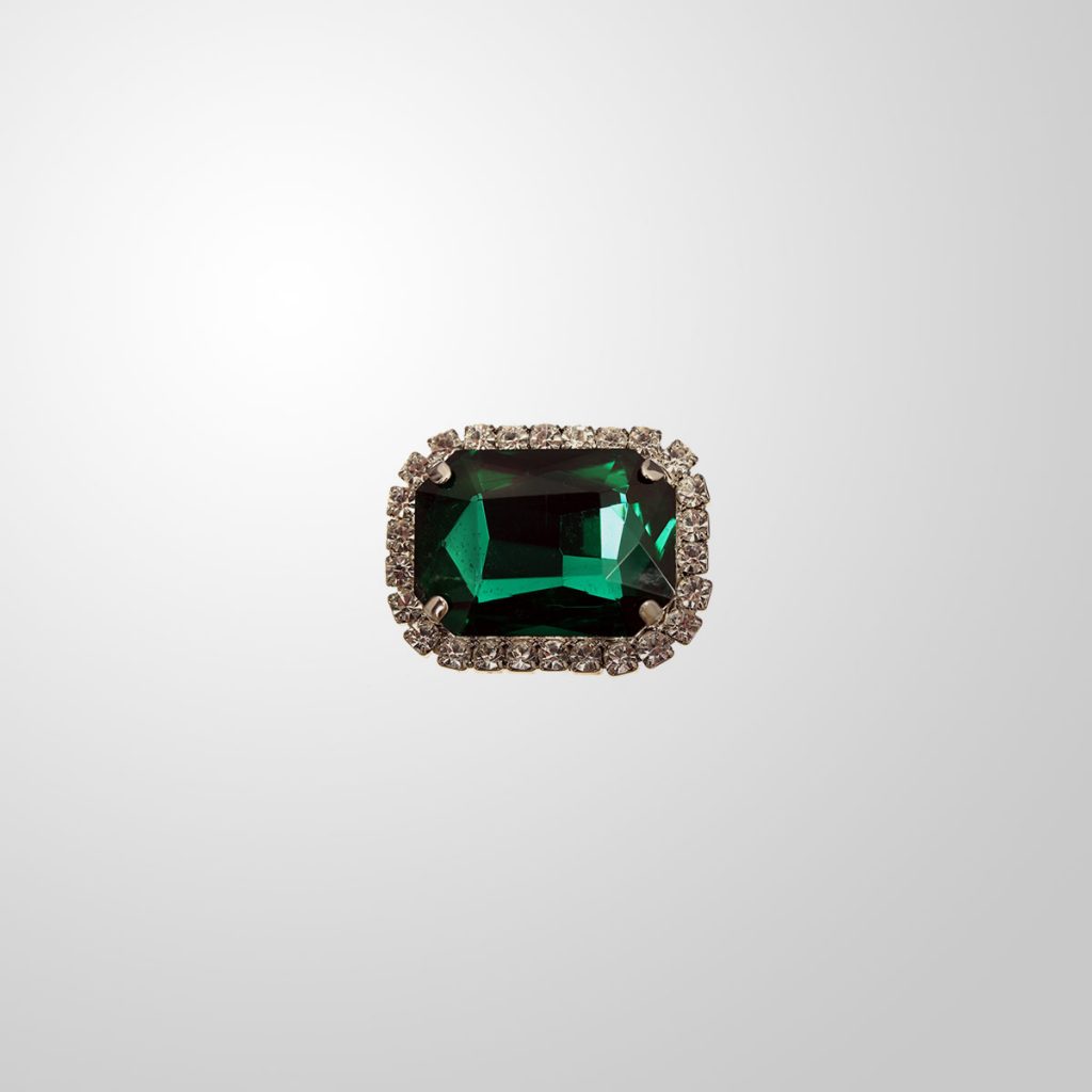 Silver Plated Royal Emerald Ring  Emerald Simulant Stone
