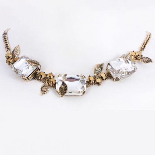 Rhinestone And Gold Necklace