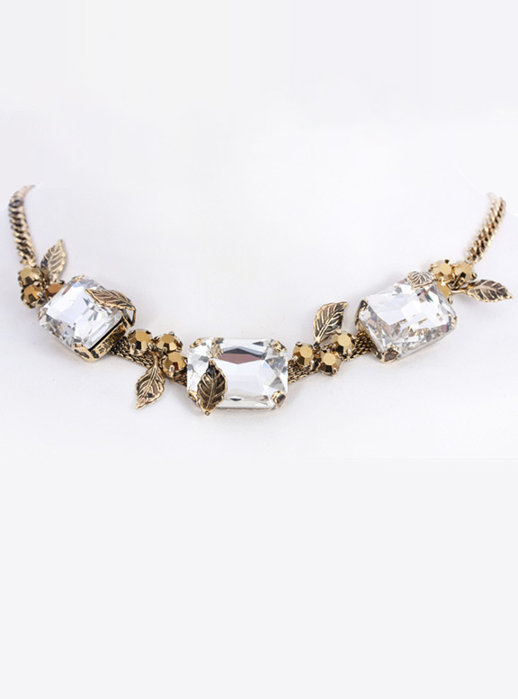 Elegant Rhinestone & Gold Necklace Simply Stunning