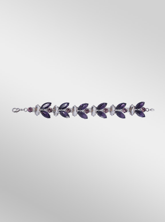 Romantic Violet Rhinestone Bracelet, Violet, Clear And Pink Glass Rhinstones