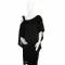 Black lightweight knit tunic with slimming vertical strips