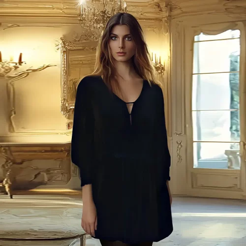 Navy silk charmeuse tunic