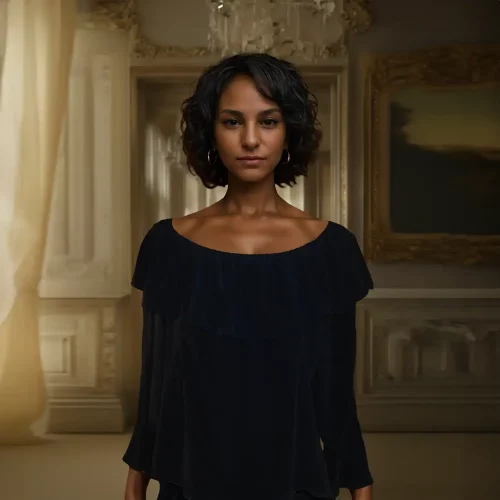 Silk stretch charmeuse top with ruffle