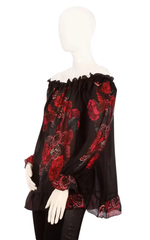 Scarlet print off  shoulder top  with bottom ruffle