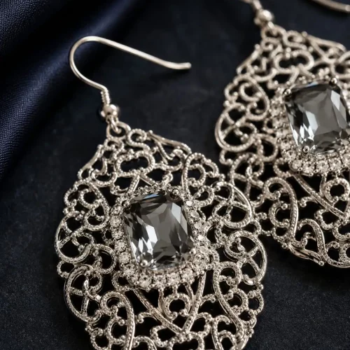 Baroque Noir Crystal Drop Earrings