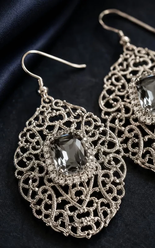 Baroque Noir Crystal Drop Earrings