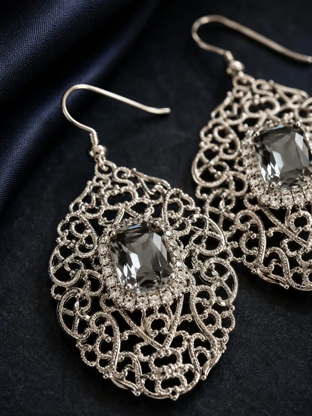 Baroque Noir Crystal Drop Earrings