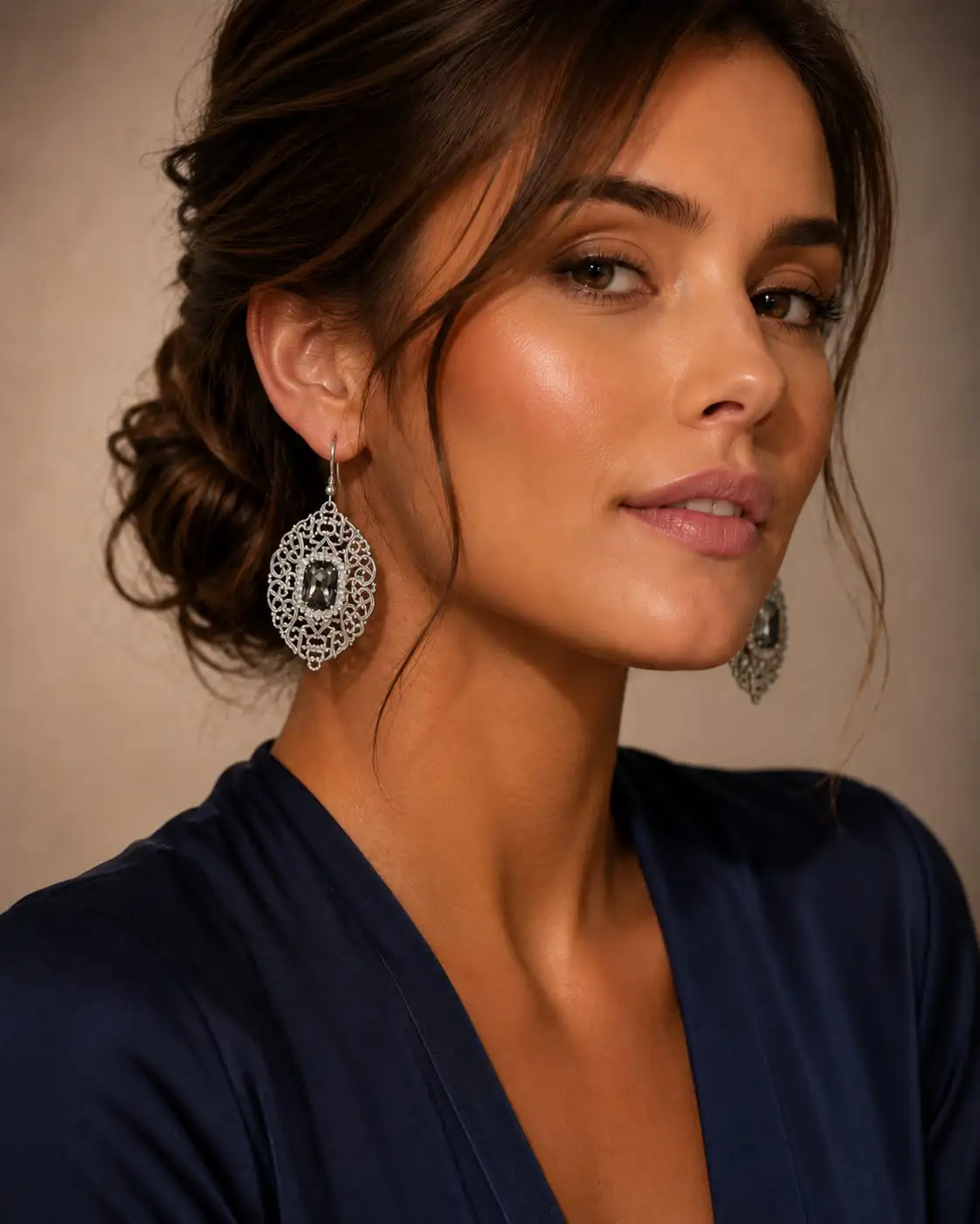 Baroque Noir Crystal Drop Earrings - Image 2