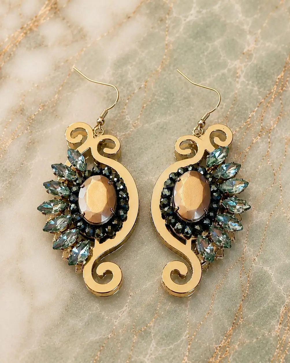 Captivating Champagne Crystal Drop Earrings