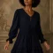 Navy Silk Charmeuse Tunic