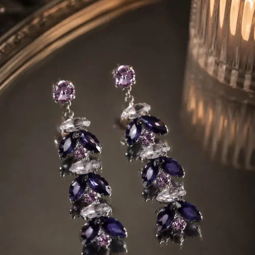 Romantic Violet Crystal Dangle Earrings