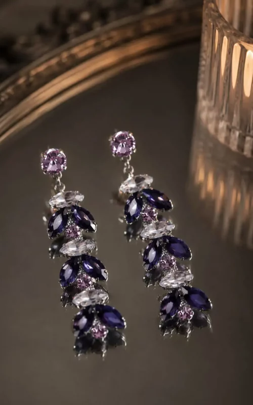 Romantic Violet Crystal Dangle Earrings