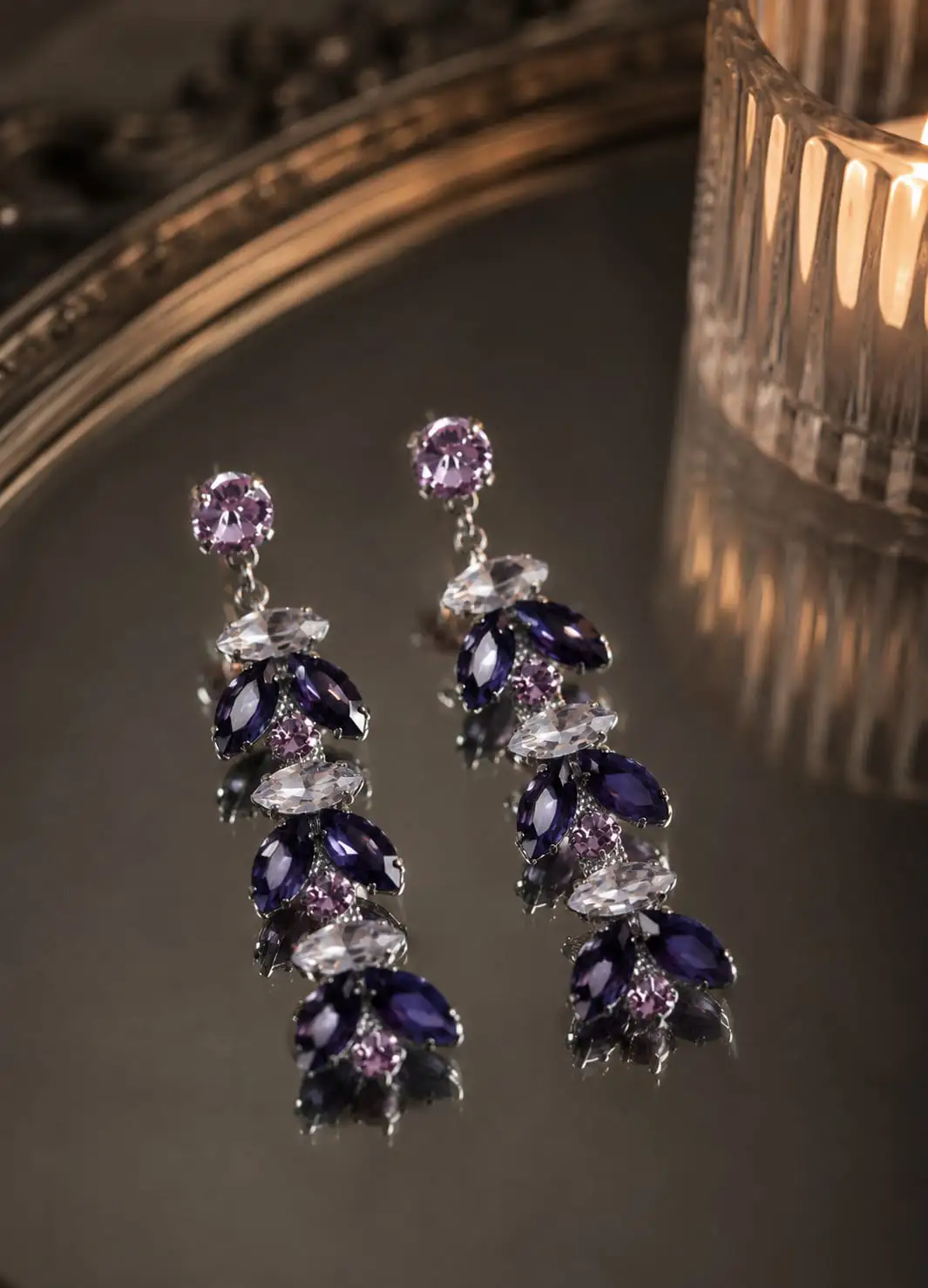 Romantic Violet Crystal Dangle Earrings